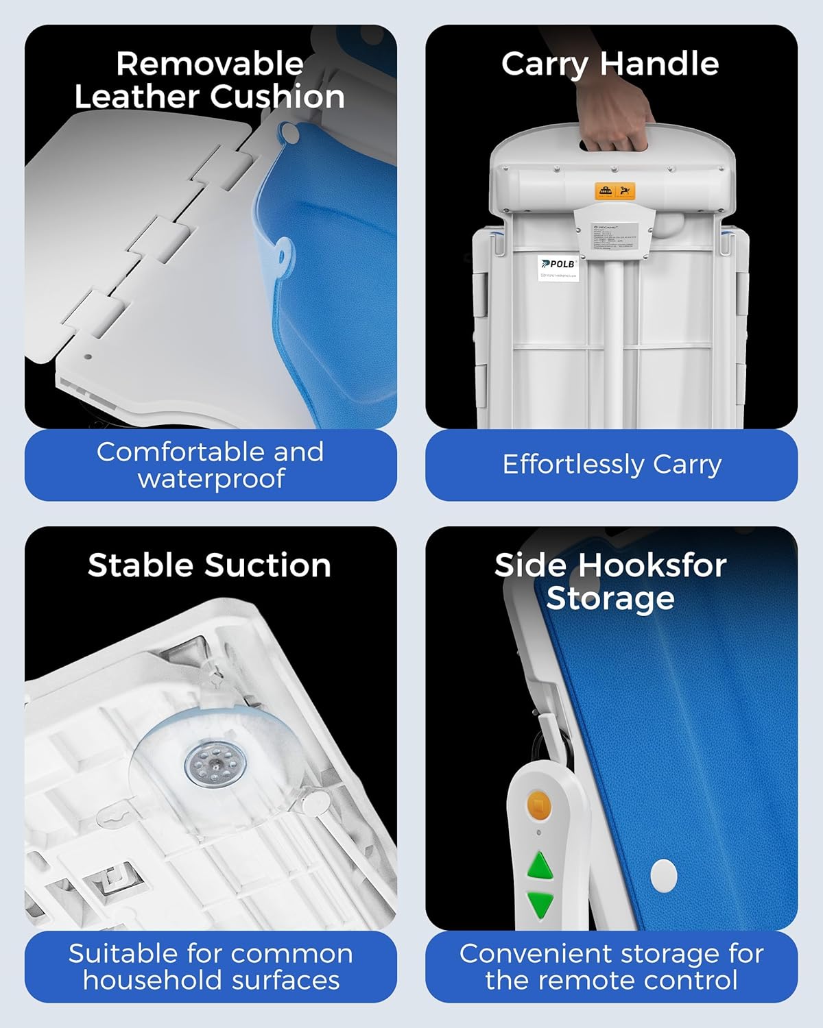 Electric Chair Lift - Floor Lift for Elderly Falls, Support Up to 308 LB, IPX8 Waterproof Bath Lift, Foldable & Wireless Rechargeable Design, Quick-Rise Assist for Disabled