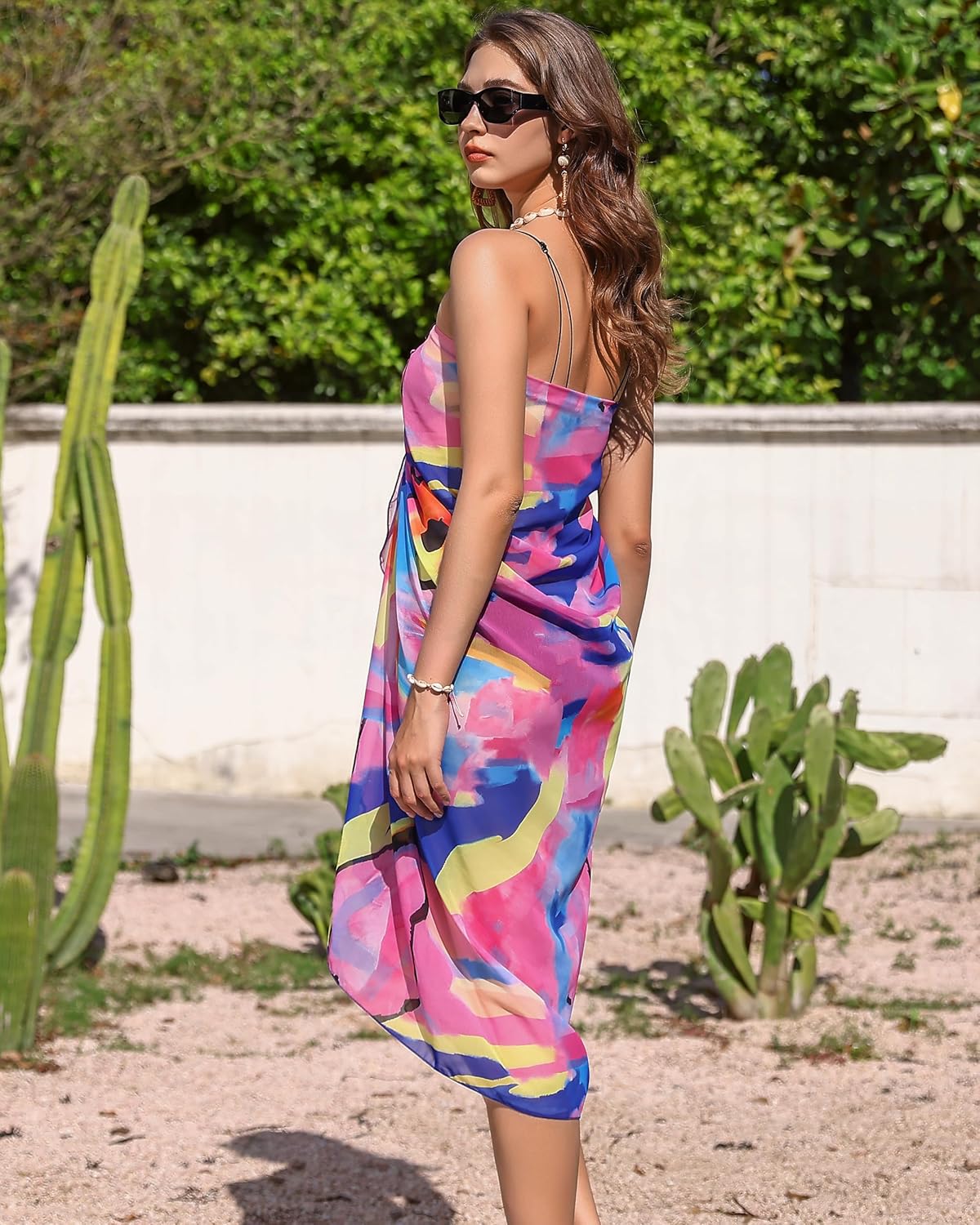 Eicolorte Womens Beach Cover Up Chiffon Sheer Bikini Beach Swimsuit Coverup Sarong Pareo Wraps for Women