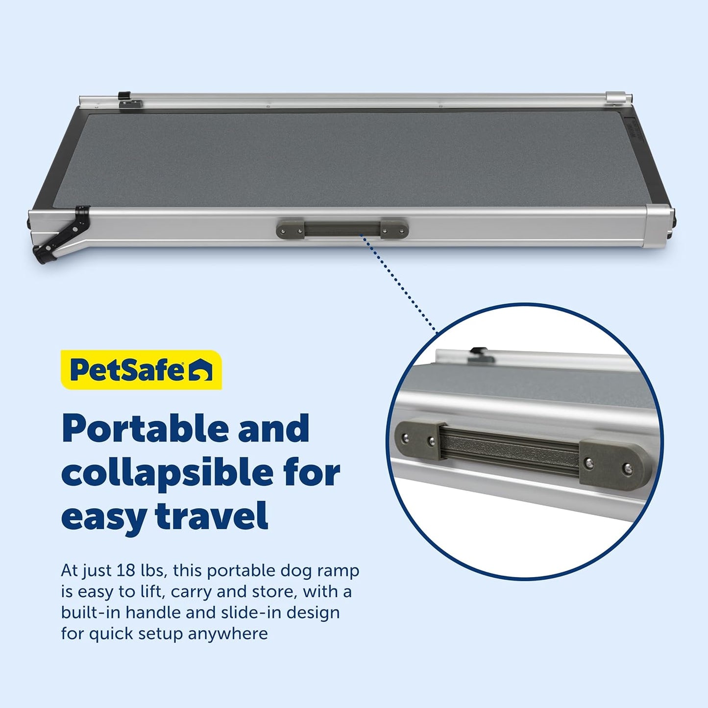 PetSafe Happy Ride Compact Telescoping Dog Ramp - Portable Pet Ramp for Cars, Trucks & SUVs with Adjustable Sizing - Non-Slip Design - Lightweight Pet Mobility Assistance - Extra Long