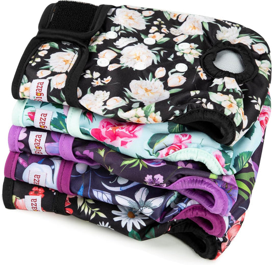 Washable Reusable Female Dog Diapers(5 Pack) Small Medium Large Doggie Puppy & Doggy Dog Diaper, Period Panties in Heat Small