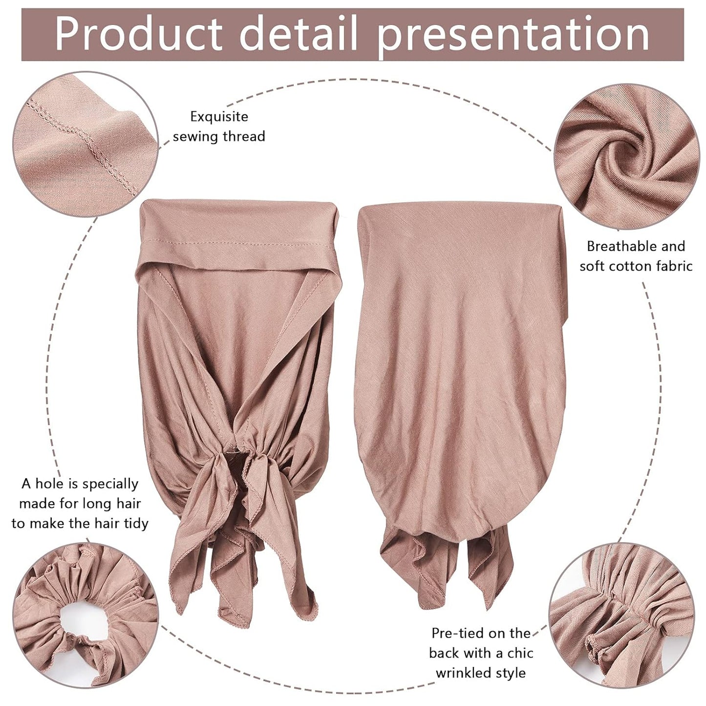 Syhood 6 Pieces Head Scarf for Women Slip on Pretied Head Scarves Cancer Headwear Turban Hat Beanie Wrap (Soft Colors)