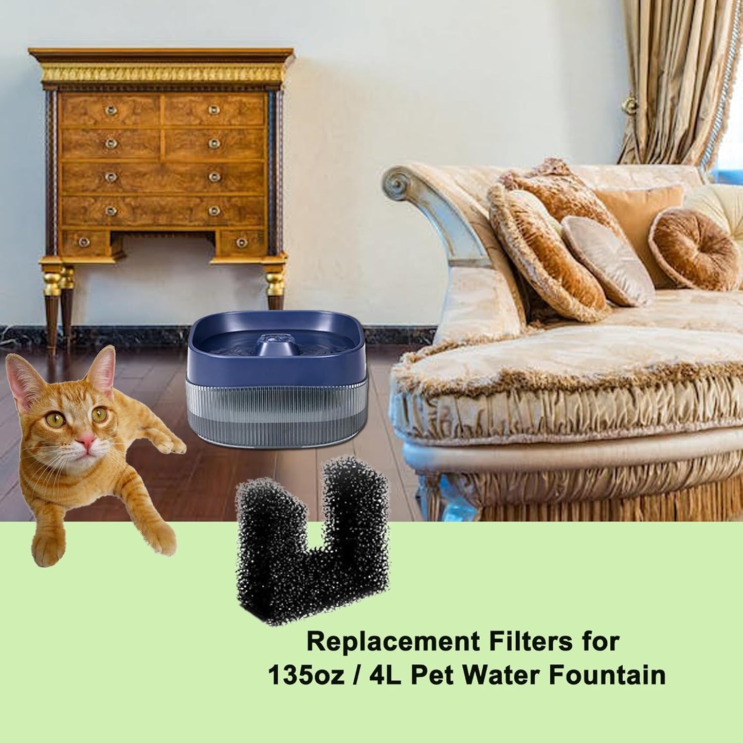Pet Replacement Sponge Filters Replacement Pre Filter Sponges for 135oz/ 4L 118oz/ 3.5L Pet Water Fountain Cat Water Foam Filter Dog Drinking Water Sponge Foam Filters (12)