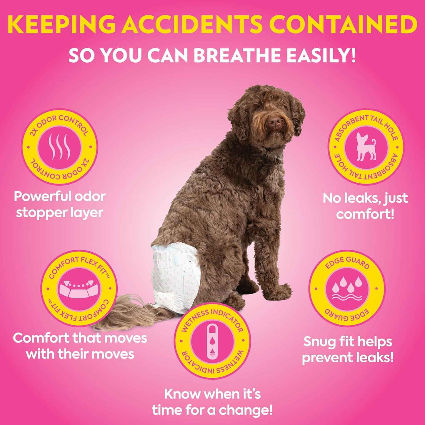 Out! PetCare Disposable Dog Diapers Female, Potty Training, Dog Diapers, Female Doggie in Heat, Puppy Training, Incontinence, Puppy Essentials 9”-14” Waist (Toy, 32ct)
