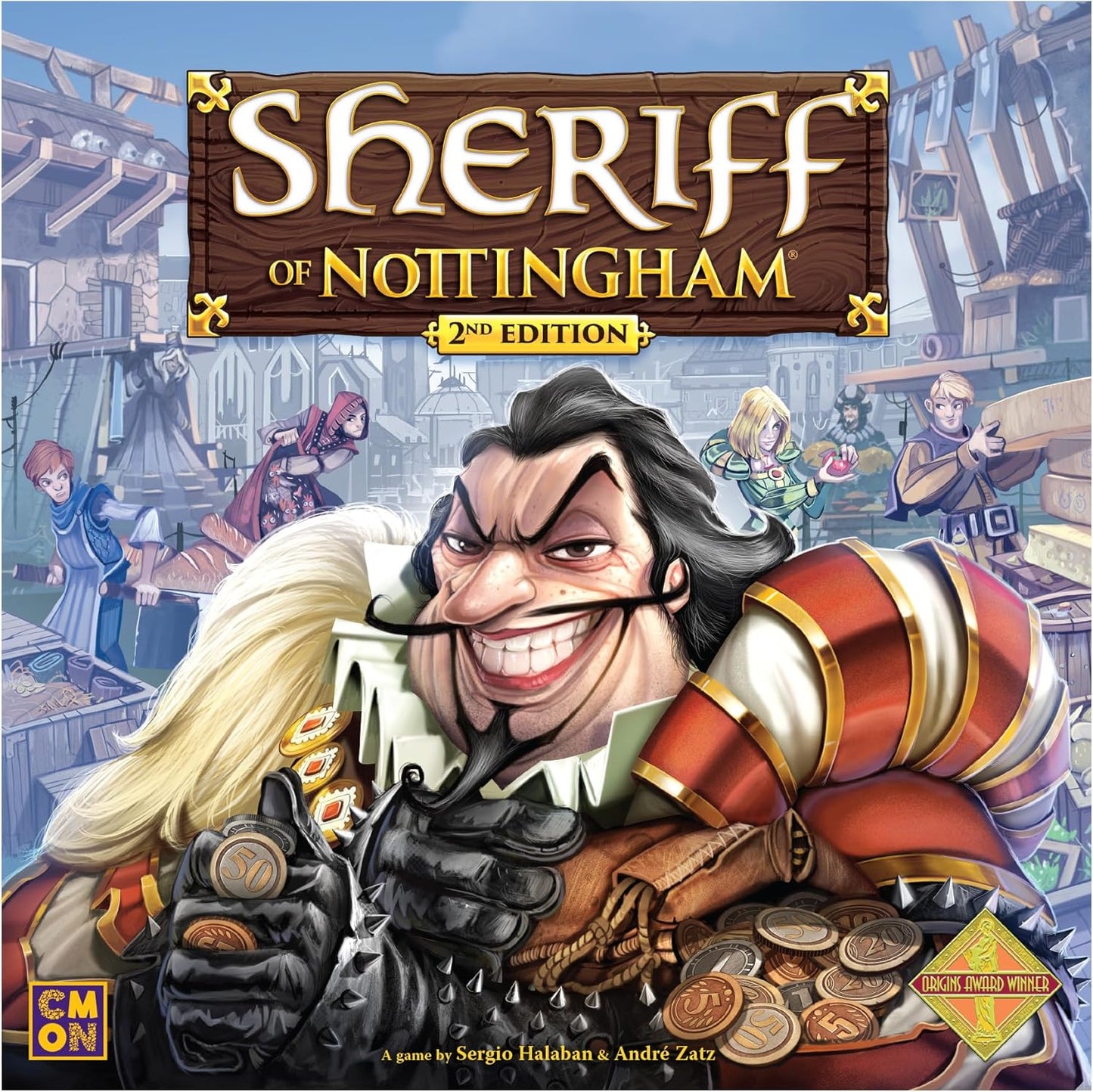 CMON Sheriff of Nottingham Board Game (2nd Edition) - Medieval Bluffing & Card Drafting Strategy Game for Kids & Adults, Ages 14+, 3-6 Players, 60 Minute Playtime