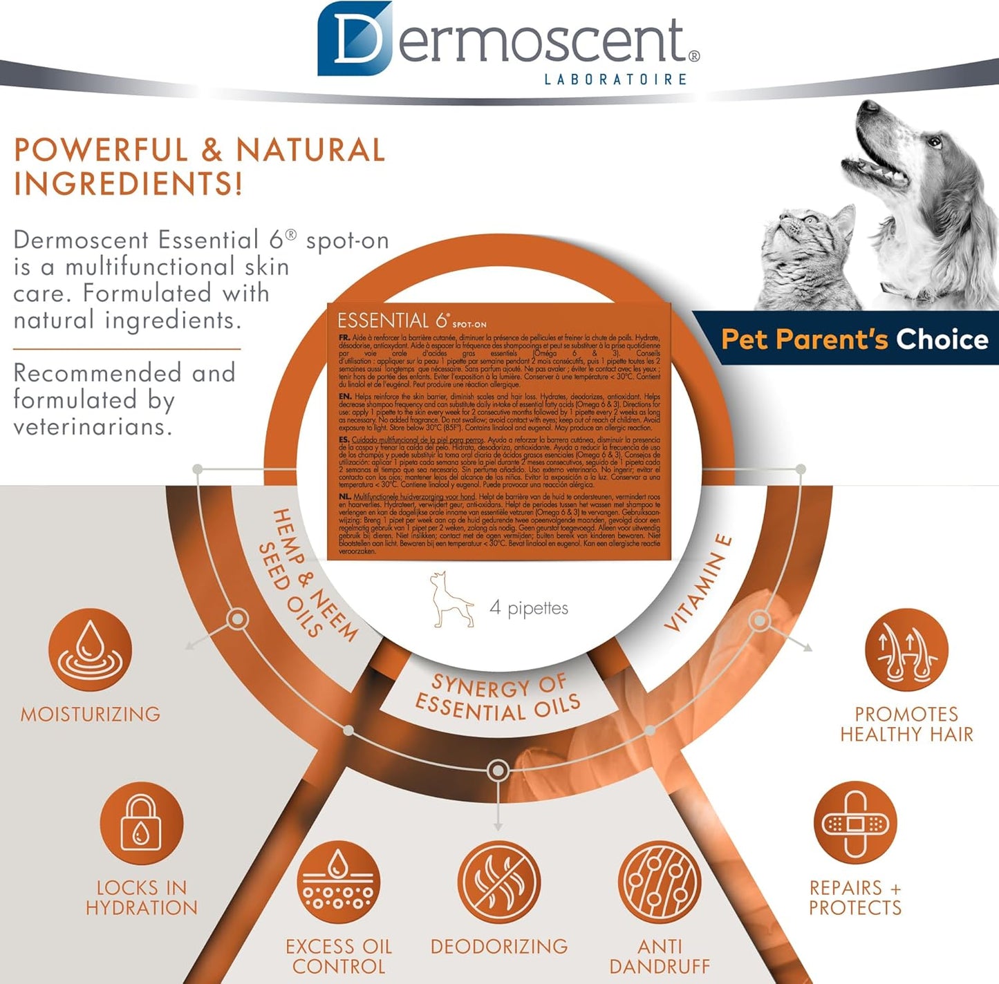 Dermoscent SpotOn Skin Care for Medium Dogs 22 to 44 lbs(10 to 20 kg)