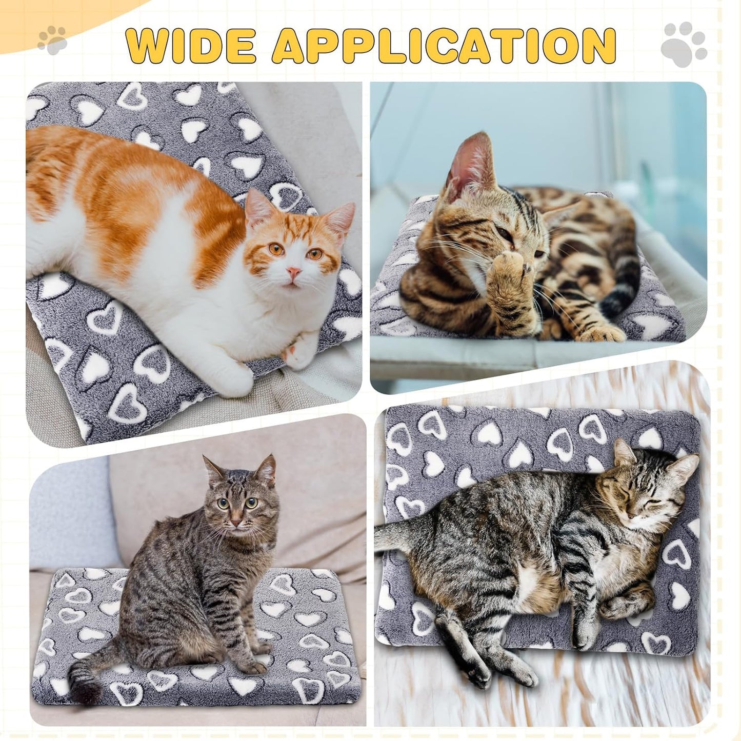 VitalCozy 3 Pcs Waterproof Reversible Dog Crate Pad Warm and Cool Dog Cats Bed Mat for Crates Sleeping Mat Cozy Heart Pattern Pet Bed for Puppy Cat Puppy Kitten Cushion Carrier, Grey(18"x14"x1.6")
