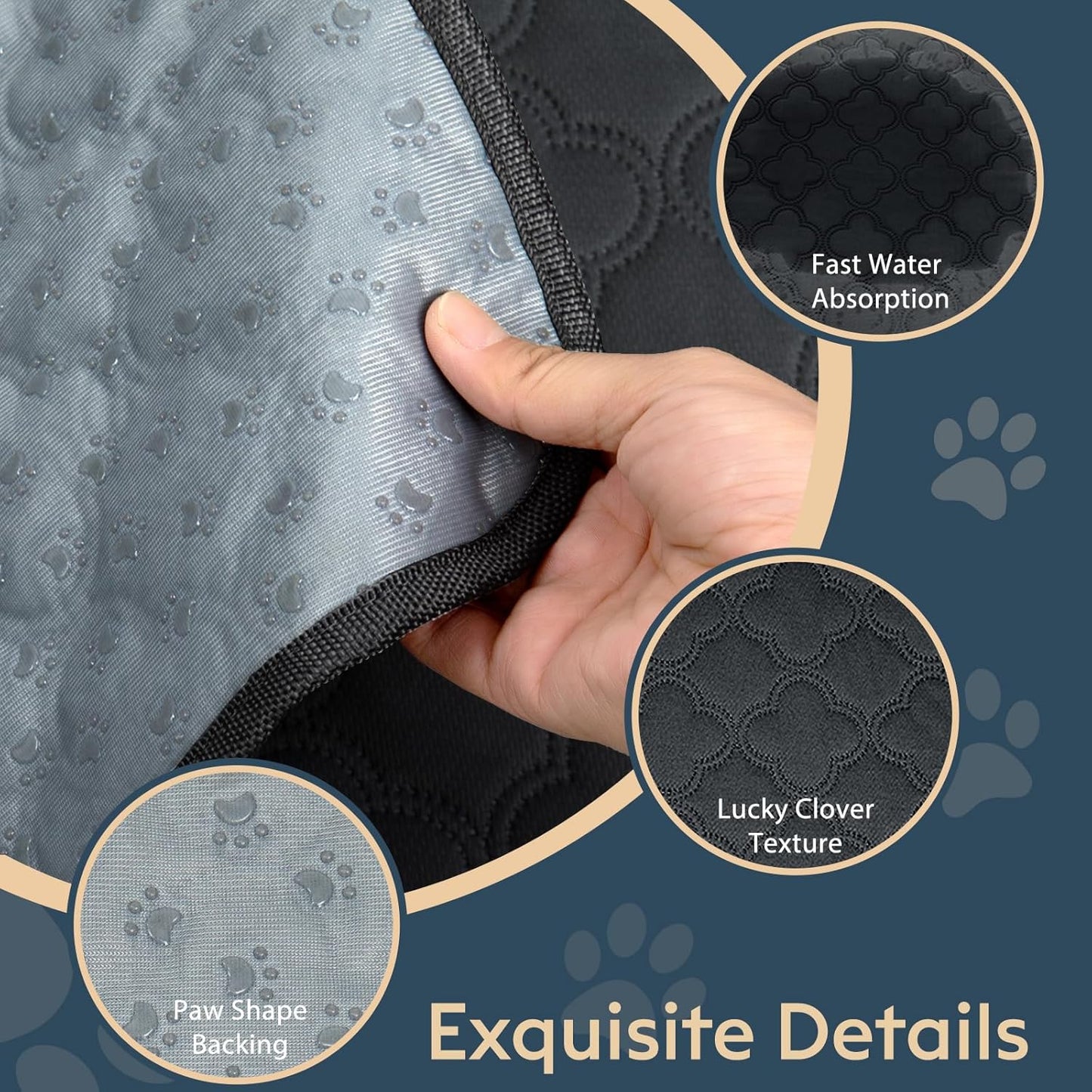 Washable Pee Pads for Dogs - 4 Pack Reusable Pee Pads，Waterproof Puppy Pads，Pet Training Pads，Super Absorbent with Dog Paw Shape Non-Slip Backing (Dark Grey, 18" X 24" - 4 Pack)