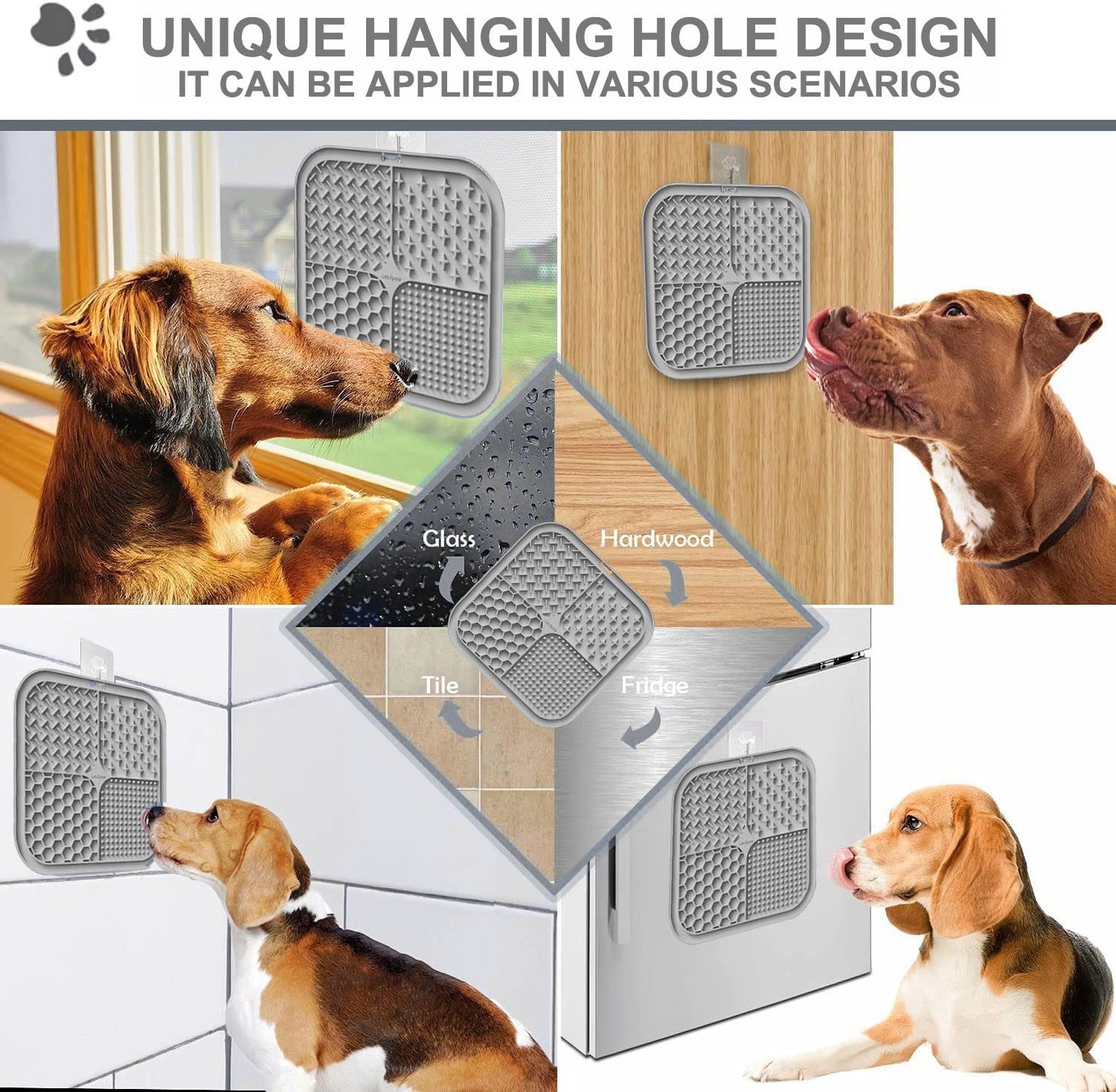 Lesipee Licking Mat for Dogs & Cats 2 Pack, Slow Feeder Lick Pat, Dishwasher Safe, Anxiety Relief Dog Toys Feeding Mat for Butter Yogurt Peanut, Pets Supplies Bathing Grooming Training Calming Mat