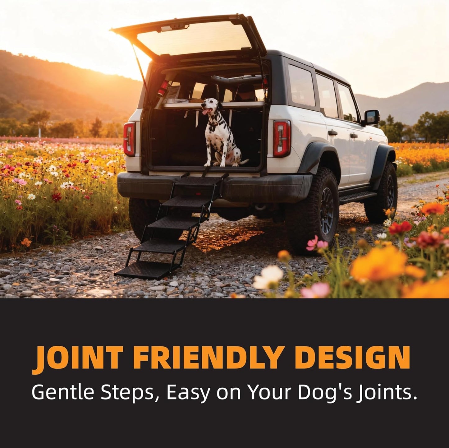 Dog Stairs 4 Steps Foldable Dog Ramp with Non-Slip Surface, Portable Dog Steps for Cars,SUV and Truck, Supports up to 250 lbs