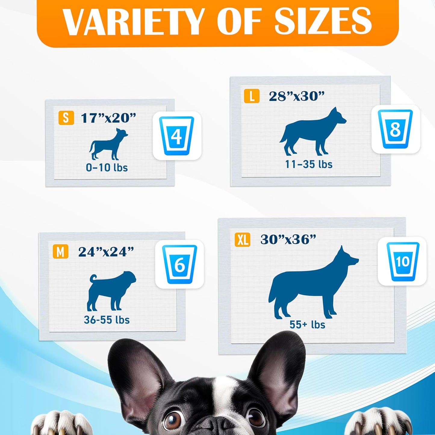 Paws & Claws Premium Disposable Dog & Puppy Pee Pads – Medium 24"x24", 50 Count – 6-Layer Leak‑Proof, Super Absorbent (Holds 6 Cups), Odor Control, Quick‑Drying, Non‑Slip – Puppy & Senior Training
