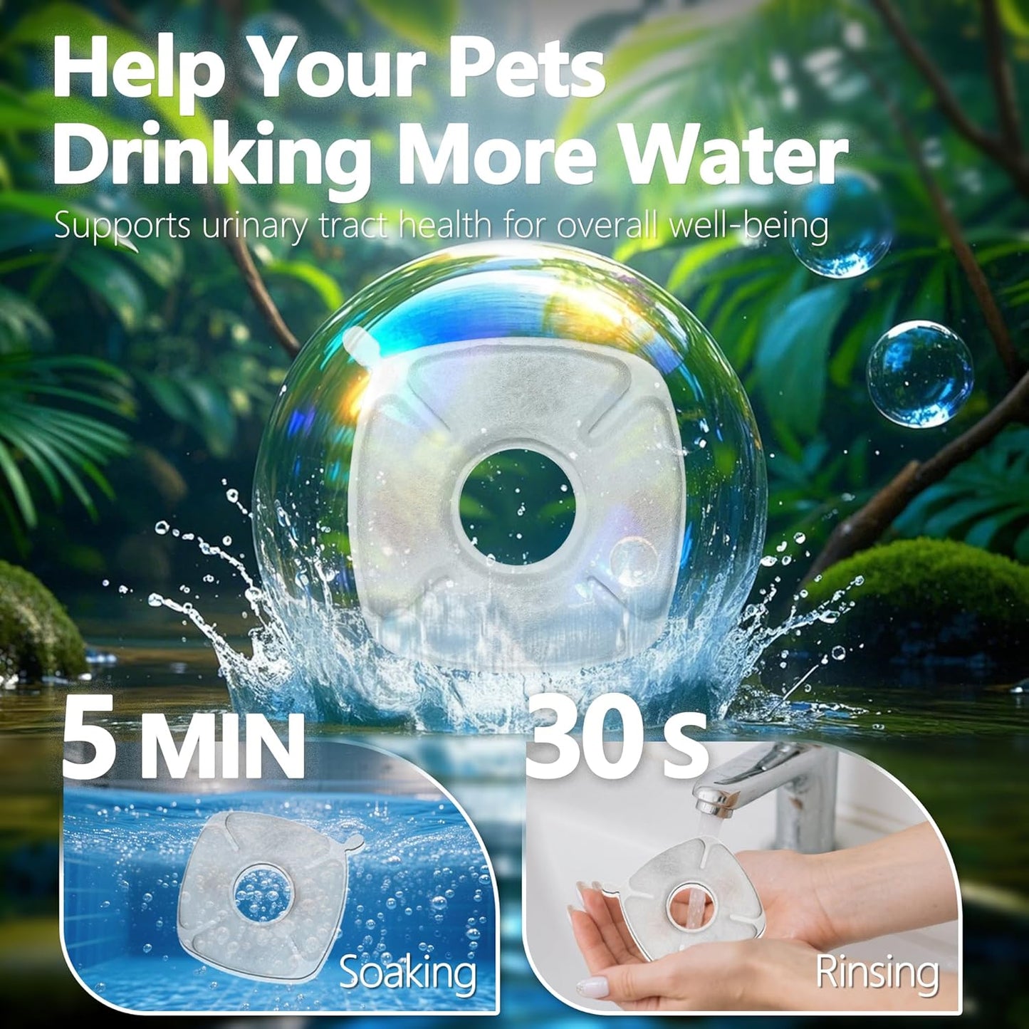 12+12 Pack Pet Fountain Replacement Filters Compatible with Veken 67oz 84oz 95oz 135oz Plastic Stainless Steel Pet Water Dispenser, Cat Water Fountain Filters for Dog Cat with Foam Filter