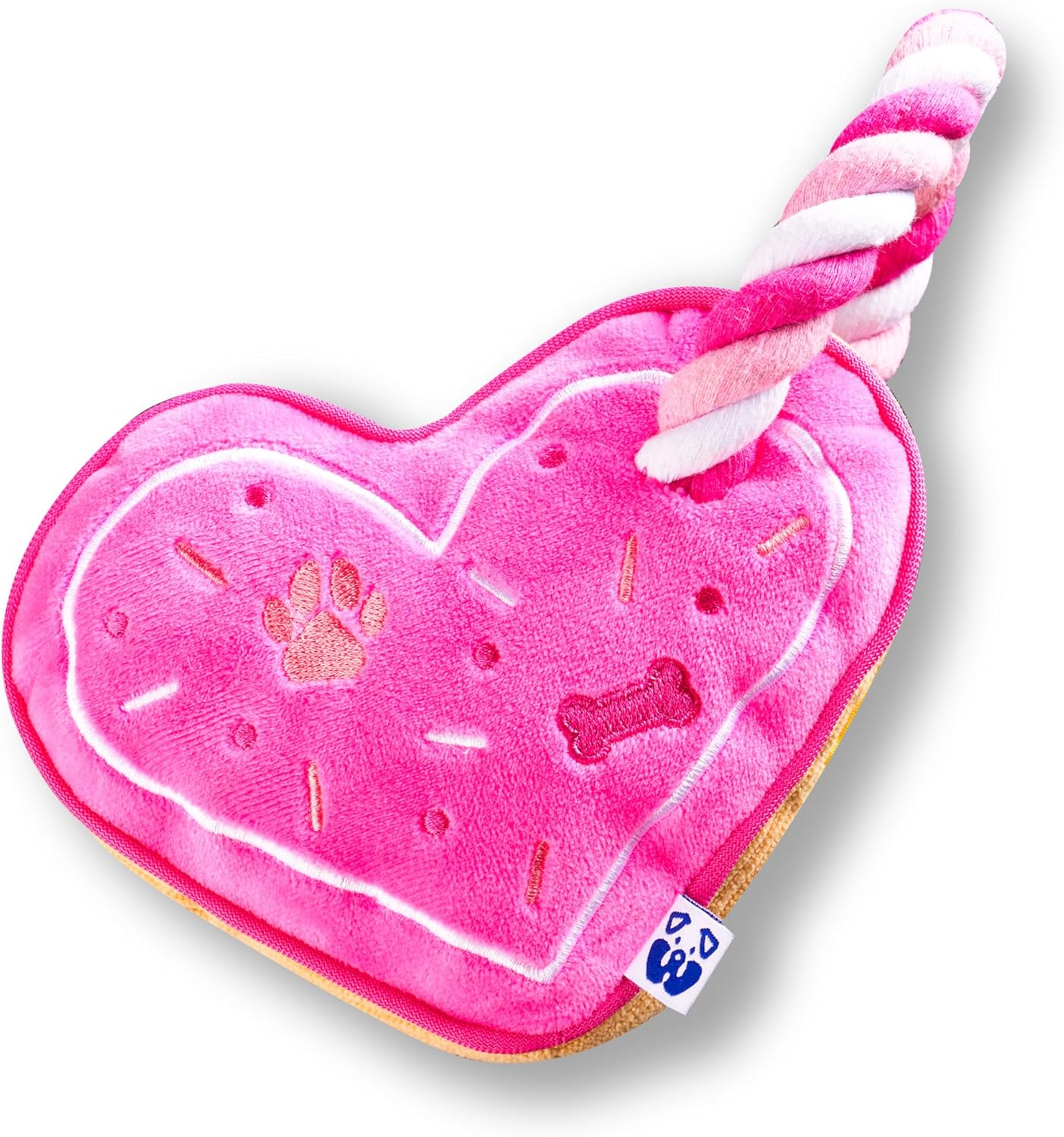 PAWTY Love Heart Dog Toy - Plush Valentine's Gift with Squeaker - Interactive Tug Rope Chew Toy for Small & Medium Dogs - Cute Pink Dog Toy for Birthday, Teething & Playtime - Durable & Adorable