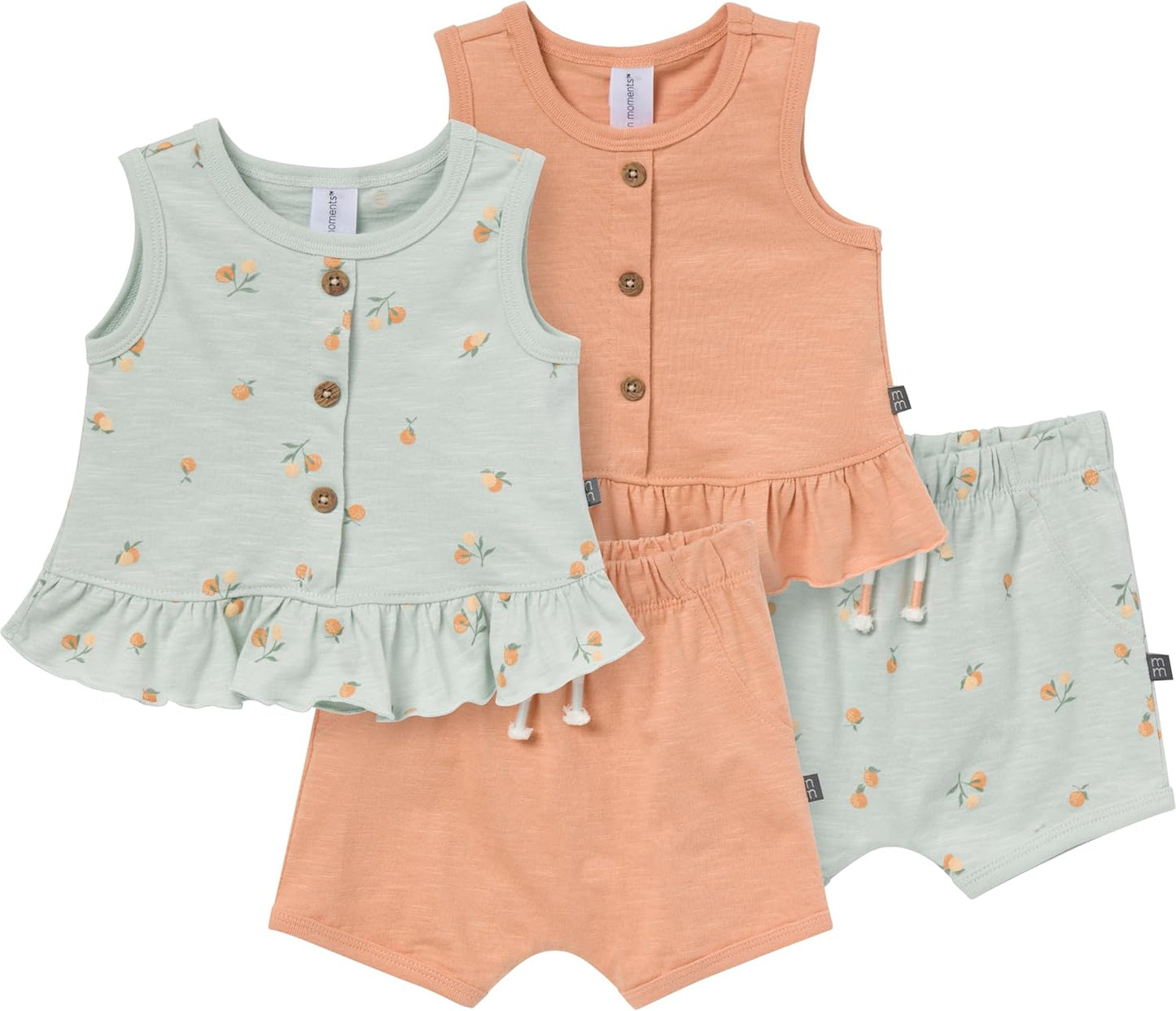 Modern Moments by Gerber Baby Girls' 4-pack Peplum Top & Short Set