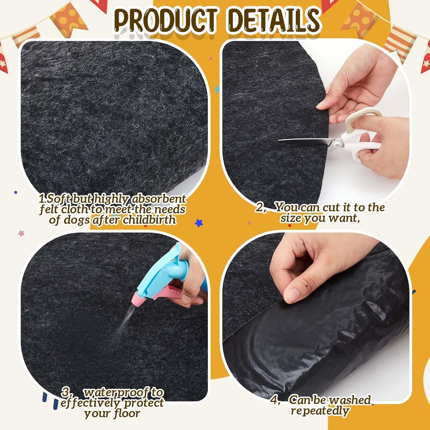 2 Pack 47.2 Inches Whelping Pads Washable and Waterproof, Reusable Pet Training Mat, Pee Pads for Dogs, Fast Absorbing, Non Slip for Whelping Box Kit Small Dog Puppy Training Supplies