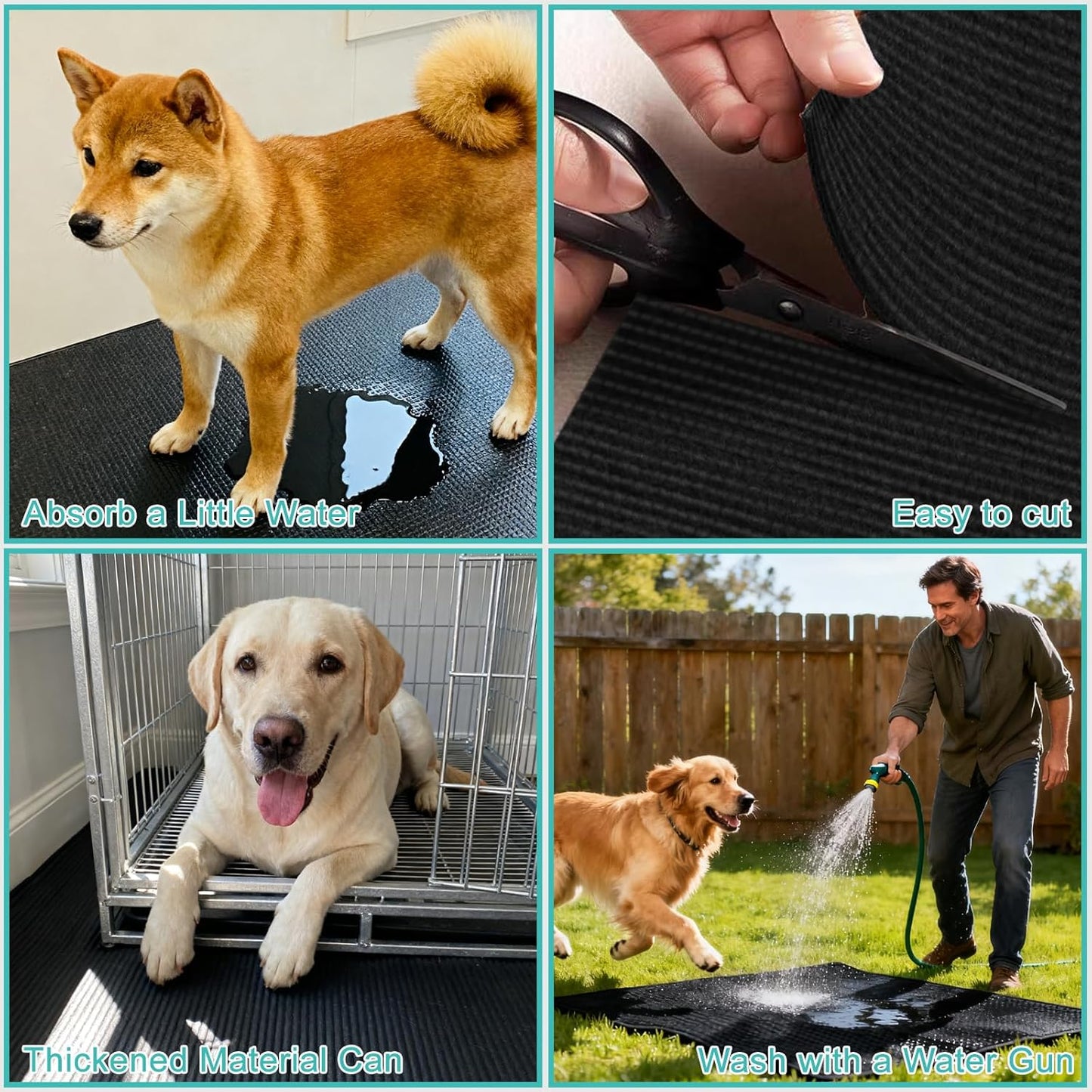 Pet Crate Floor Protection Mat, Mat for Under Dog Crate, 23.6" x 47.2" XL Thin Cut to Fit Design Washable Floor Covering Reusable Waterproof Non Slip Rug Whelping Pad for Pet (X-Large)