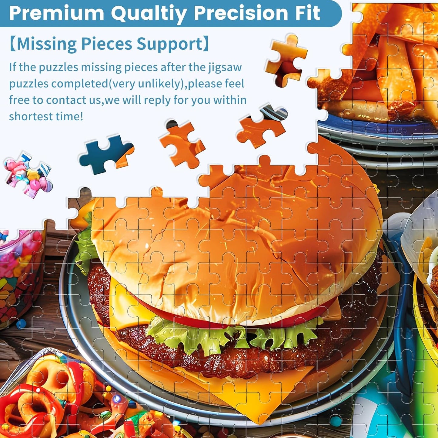 500 Piece Puzzle for Adults, Hamburger Jigsaw Puzzles, Youths Favorite Foods Puzzles 500 Pieces, Birthday and Barious Holiday Party for Family Adult, Funny Puzzle for Adults, 20.5x15 in