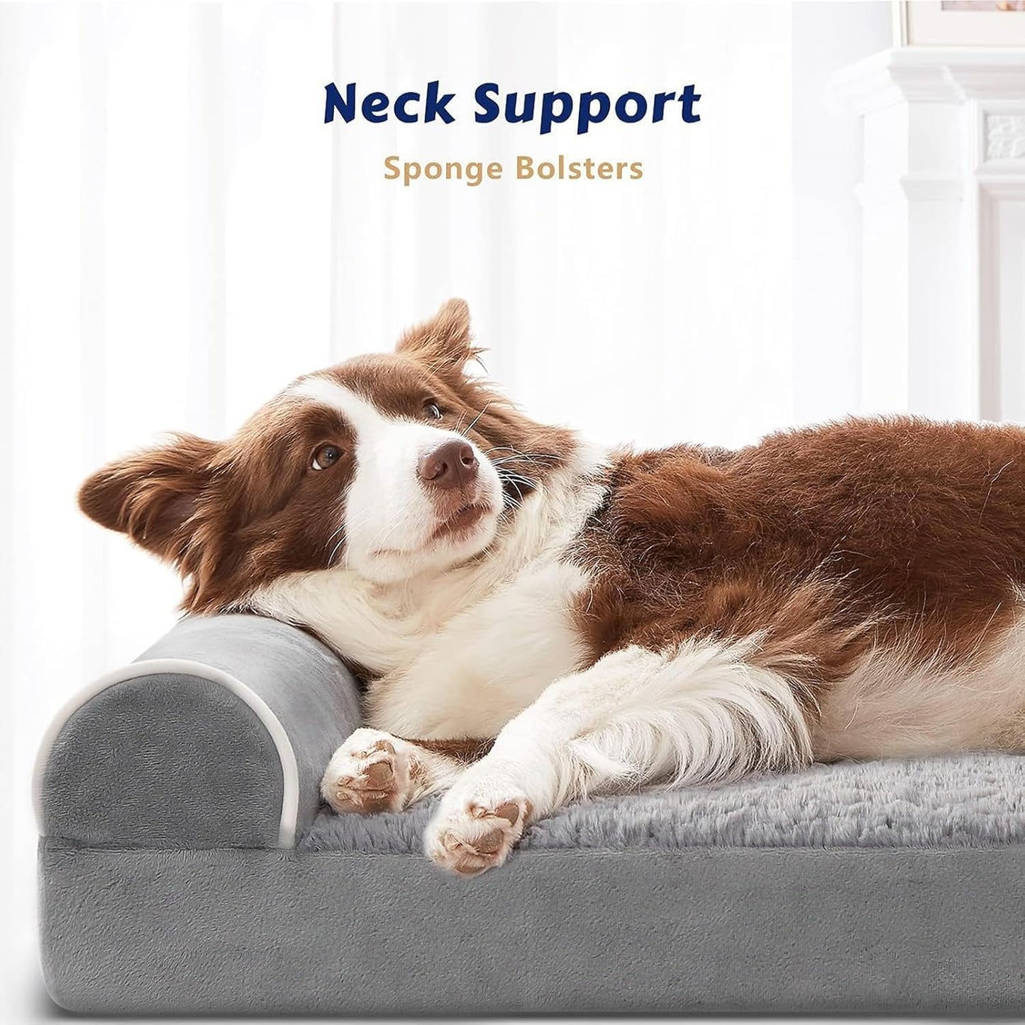 Orthopedic Dog Beds Extra Large Sized Dog, Pet Sofa Bed with Removable Washable Cover, Egg Foam Support, Bolster Cushion for Comfortable Sleep, Waterproof & Non-Slip Bottom Bed
