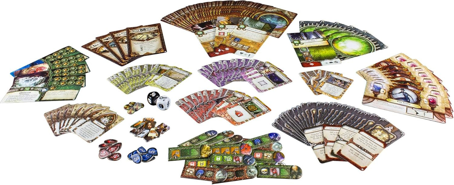 Elder Sign Unseen Forces Board Game EXPANSION - Mystical Blessings, Curses, and New Challenges! Cooperative Dice Adventure, Ages 14+, 1-8 Players, 1-2 Hour Playtime, Made by Fantasy Flight Games
