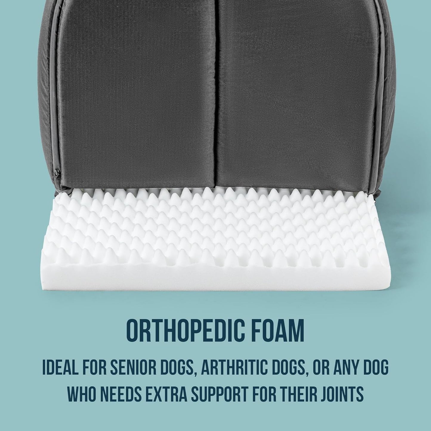 Orthopedic Dog House 2.0 - Outdoor Waterproof Dog Shelter w/Porch - Scratch Proof Indoor Pet House w/Egg-Crate Foam - Ideal for Medium Breeds & Fits 30-Inch Crate - 29"x18", Charcoal
