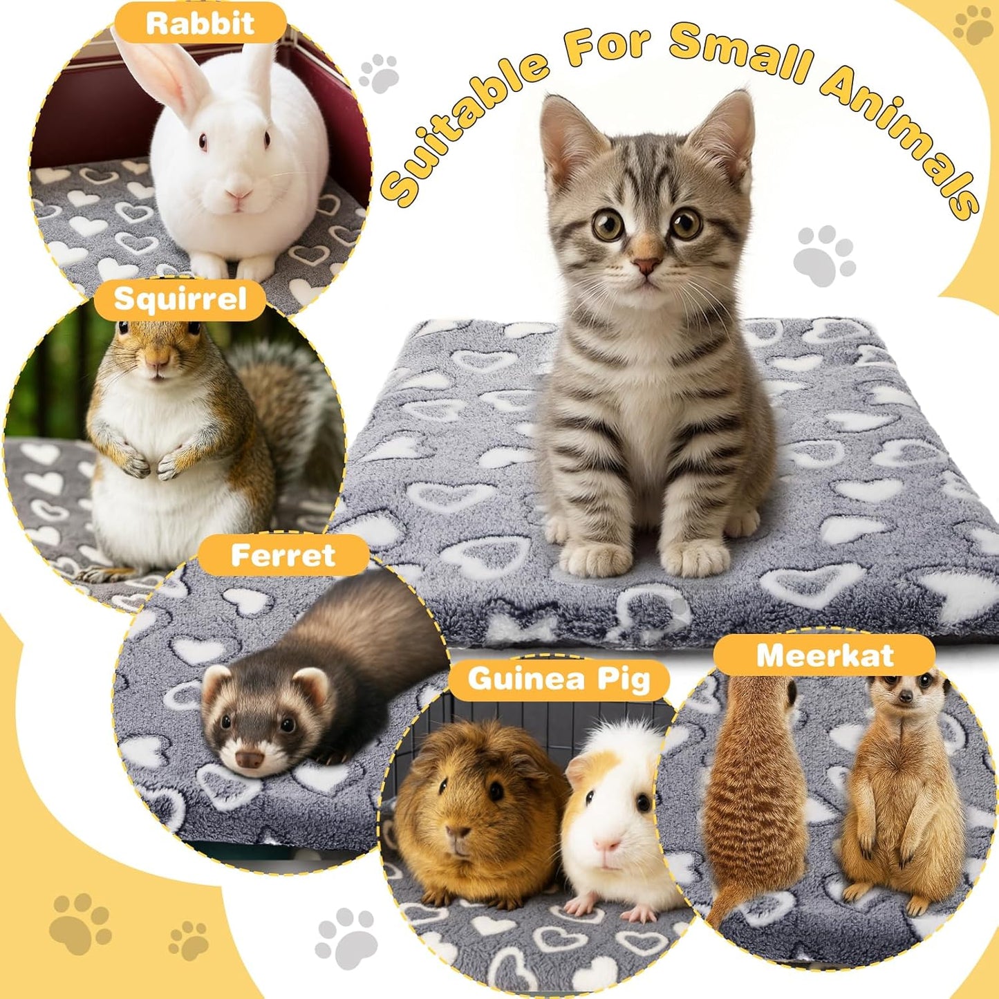 VitalCozy 3 Pcs Waterproof Reversible Dog Crate Pad Warm and Cool Dog Cats Bed Mat for Crates Sleeping Mat Cozy Heart Pattern Pet Bed for Puppy Cat Puppy Kitten Cushion Carrier, Grey(18"x14"x1.6")