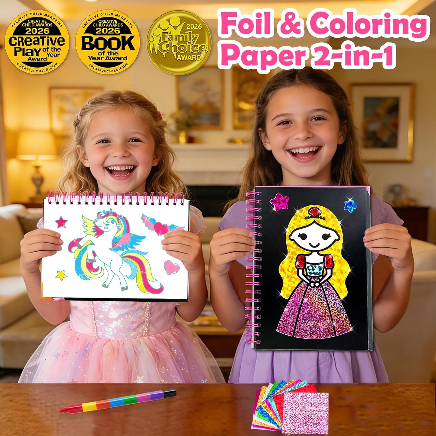 FUNNYB&G Foil Art Crafts for Kids Ages 4-8: Easter Basket Stuffers Essentials for Kids 2026, Easter Gifts for Girls, Crafts Supplies,Party Favors,Creative Toys for Girls 4 5 6 7 8 Years Old(Princess)