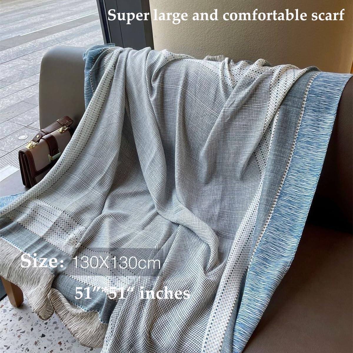 K-Elewon Large Square Scarf 51" Cotton and Linen Hand feel Scarf Fashion Scarves Hair Wrapping Scarfs Neck Scarves for Women
