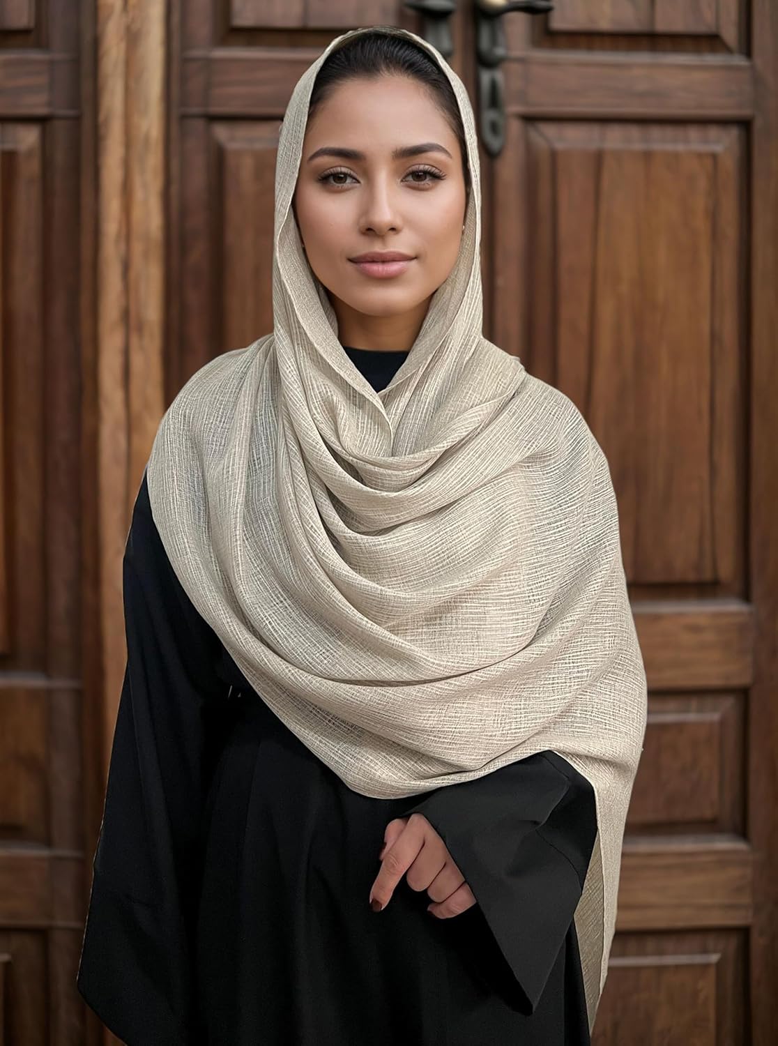 Lightweight Cotton Linen Feel Scarf Shawl Wrap Hijab for Women, Travel Fall Winter Gift