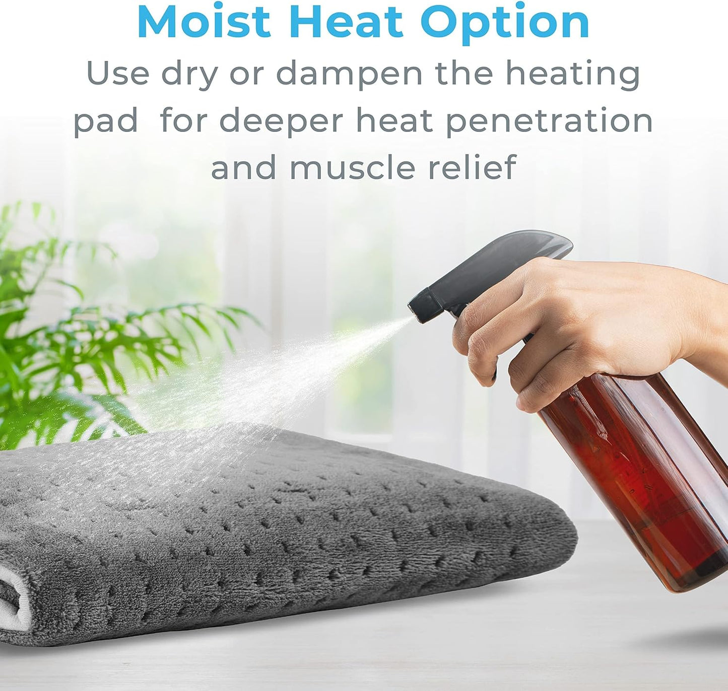 Pure Enrichment PureRelief Ultra-Wide Microplush Heating Pad - 20” x 24” XXL Size & 6 Heat Settings for Temporary Neck, Shoulder & Back Pain Relief - Moist Heat Option & Machine Washable (Gray)