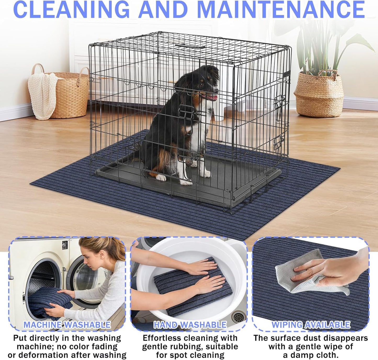 47" X 59" Mat for Under Dog Crate Waterproof Non-Slip Kennel Mat to Protect Floors Dog Playpen Mat Reusable Waterproof Non Slip Rug Whelping Pad for Pet