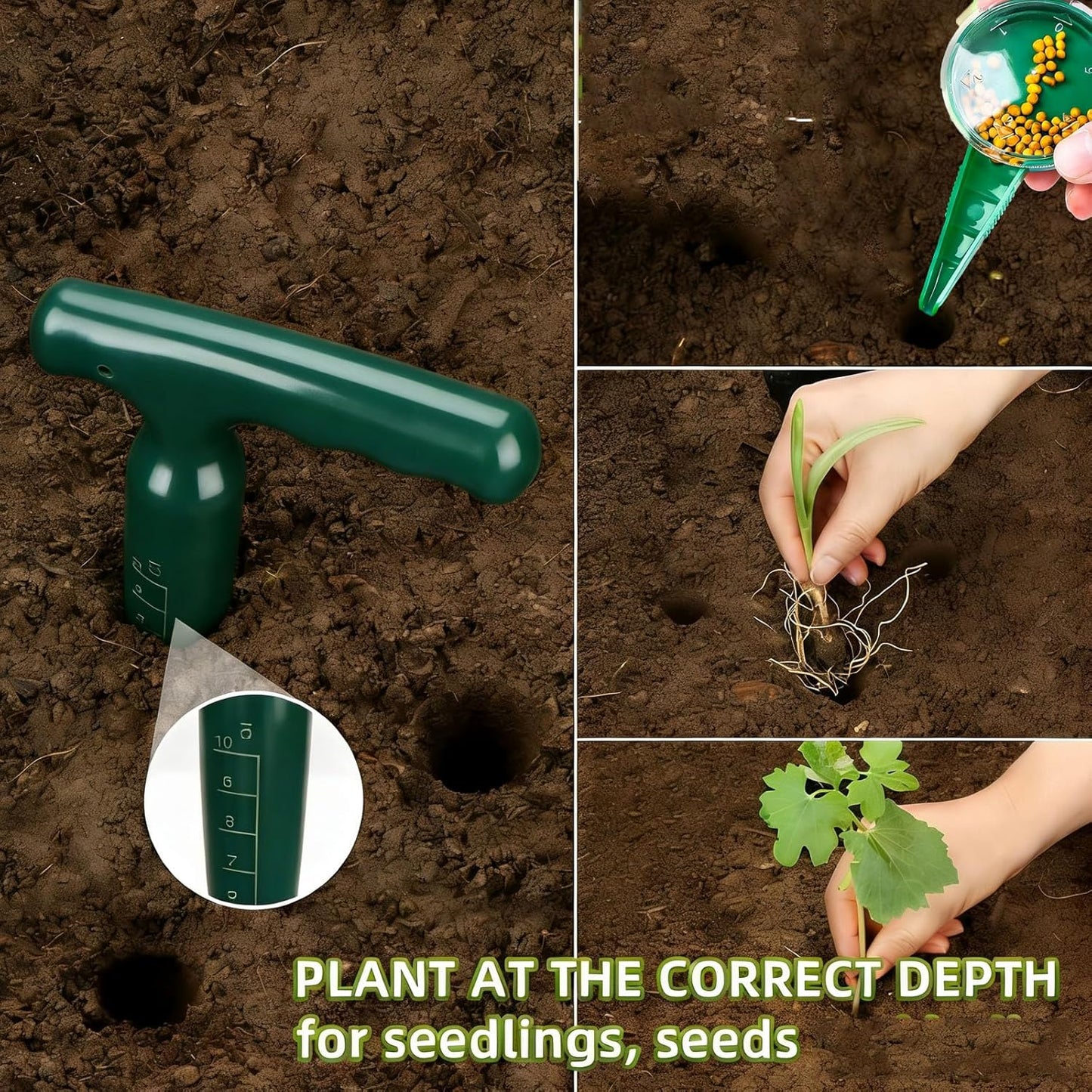 12 PCS Mini Seed Spreader Set, 2026 Premium Manual Seed Sower and Dibber Widger Tools for Seedling Planting Garden Supplies