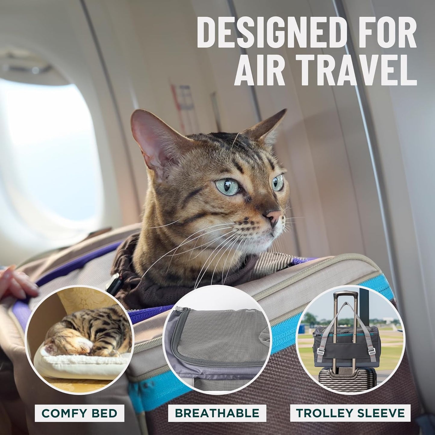 OutdoorBengal Zeppelin™ Airline-Approved Large Cat Carrier Soft – TSA-Approved Pet Carriers with Top Opening for Plane and Car Travel – Kittens or Small Dog Carrier (Black)