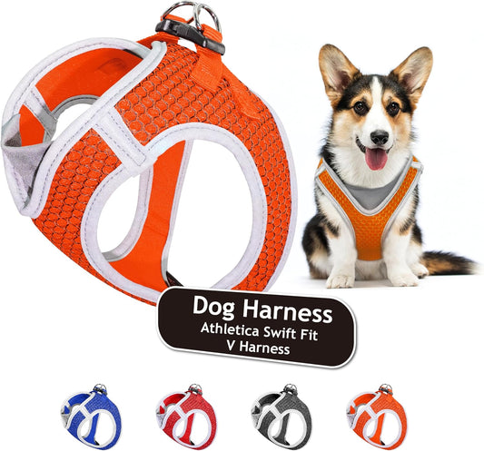 Kruz Dog Harness (Chest 18.5"-19.5", Weight 15–20 lbs) Athletica Adjustable Heavy Duty No Choke Puppy Vest for Large Dogs Lightweight Air Mesh, Reflective, Puppy Essential - (Orange, Large)