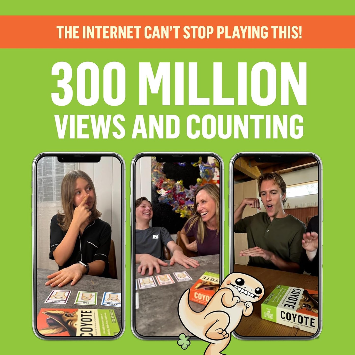 Exploding Kittens Coyote Created by Tim Ferriss | Perfect for Family Fun, Game Night, and Travel | 3-8 Players, 10 Mins, Ages 10 and Up