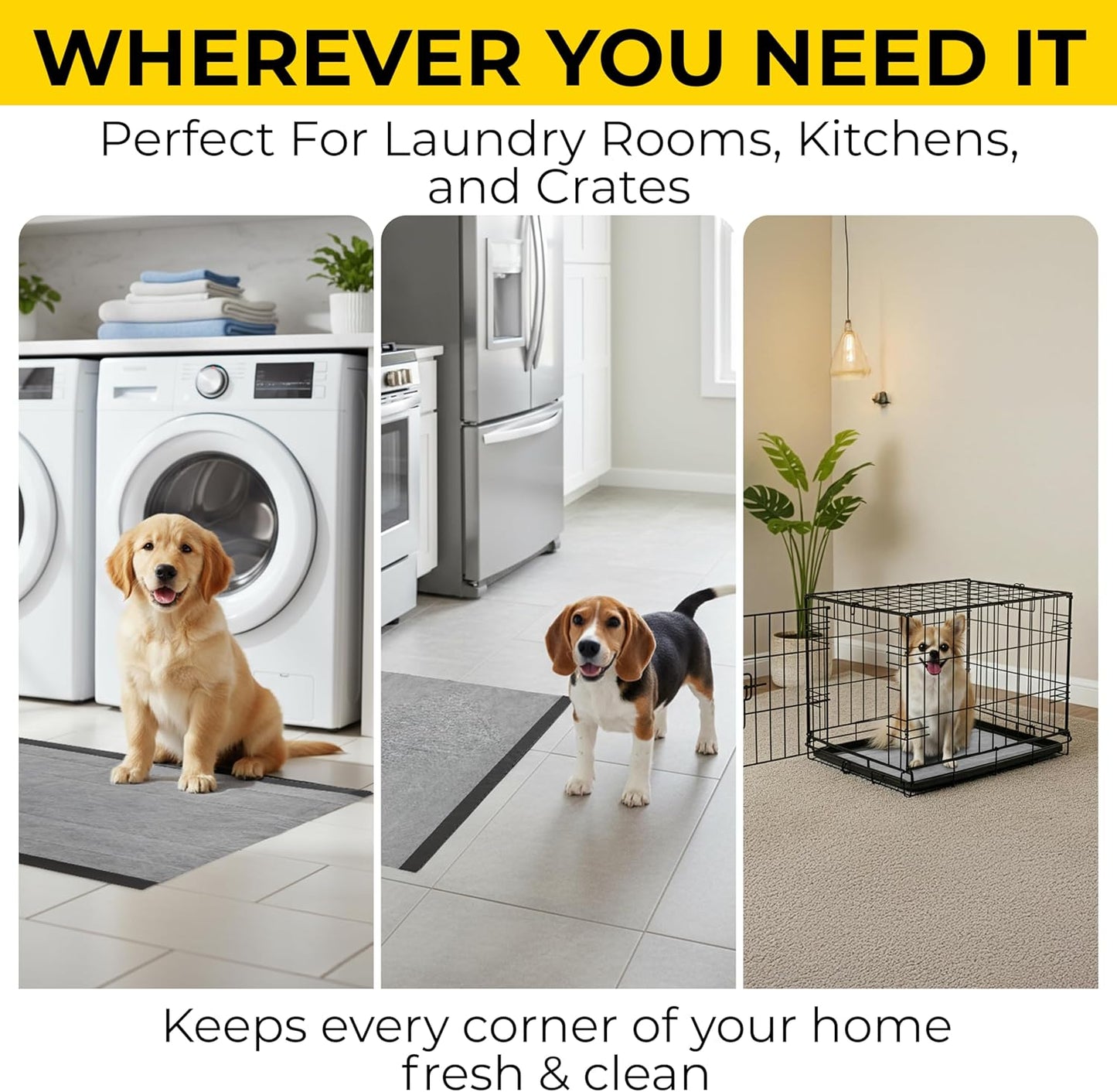 Glad for Pets Activated Carbon Dog Training Pads - Absorbent Large Disposable Dog Pee Pads for Dogs, XL Potty Pads for Dogs, Charcoal Puppy Pads with Adhesive Tabs, Jumbo Dog Pads, 28" x 30", 50 Count