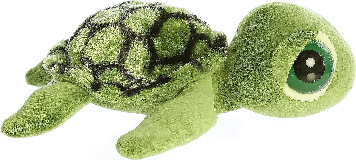 Aurora® Enchanting Dreamy Eyes™ Slide Sea Turtle Stuffed Animal - Captivating Gaze - Aesthetic Appeal - Green 11 Inches