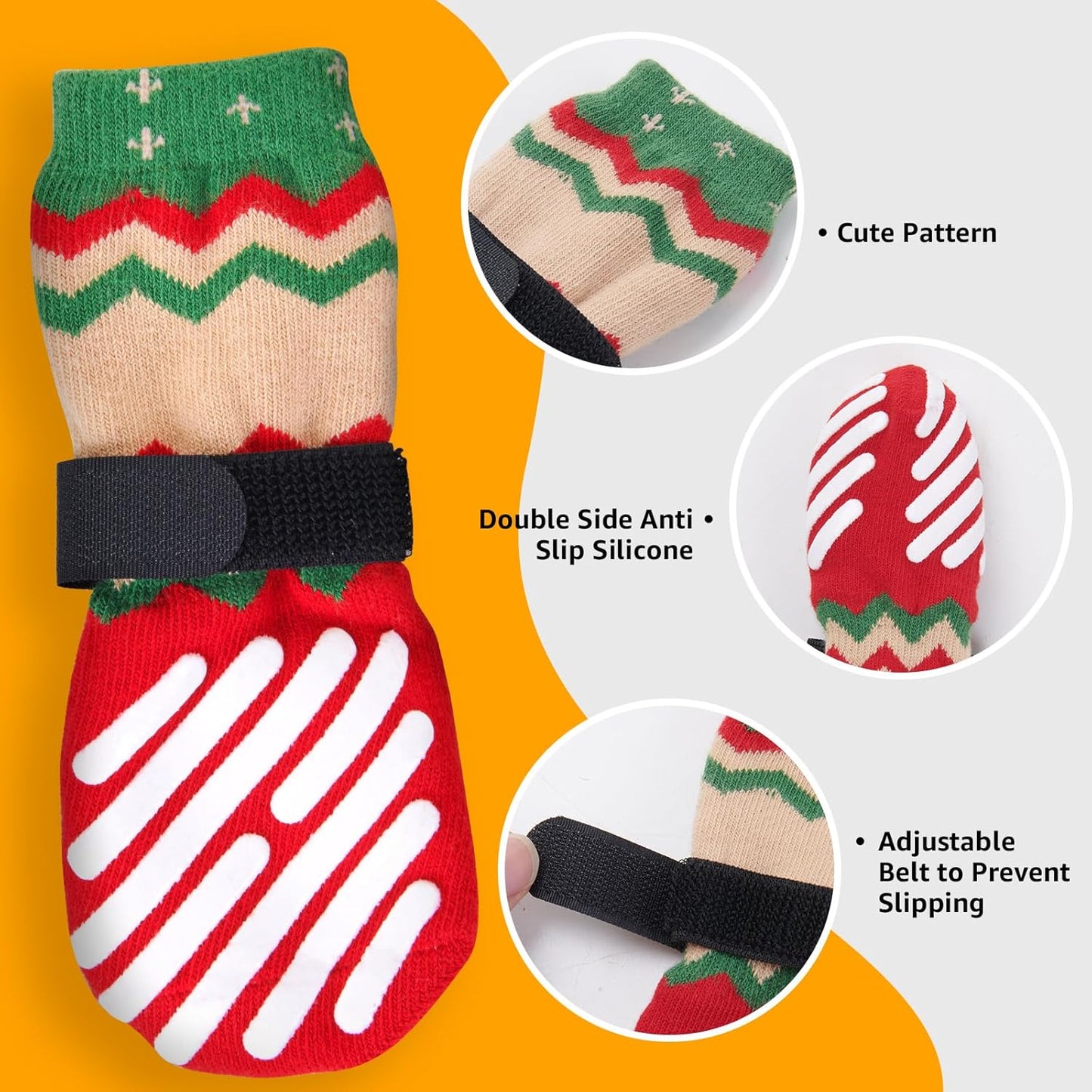 LOOBANI Dog Socks to Prevent Licking Paws, Hardwood Floors Anti Slip, Non Slip Dog Socks with Grippers Dog Paw Protector, Dog Booties for Indoor Use