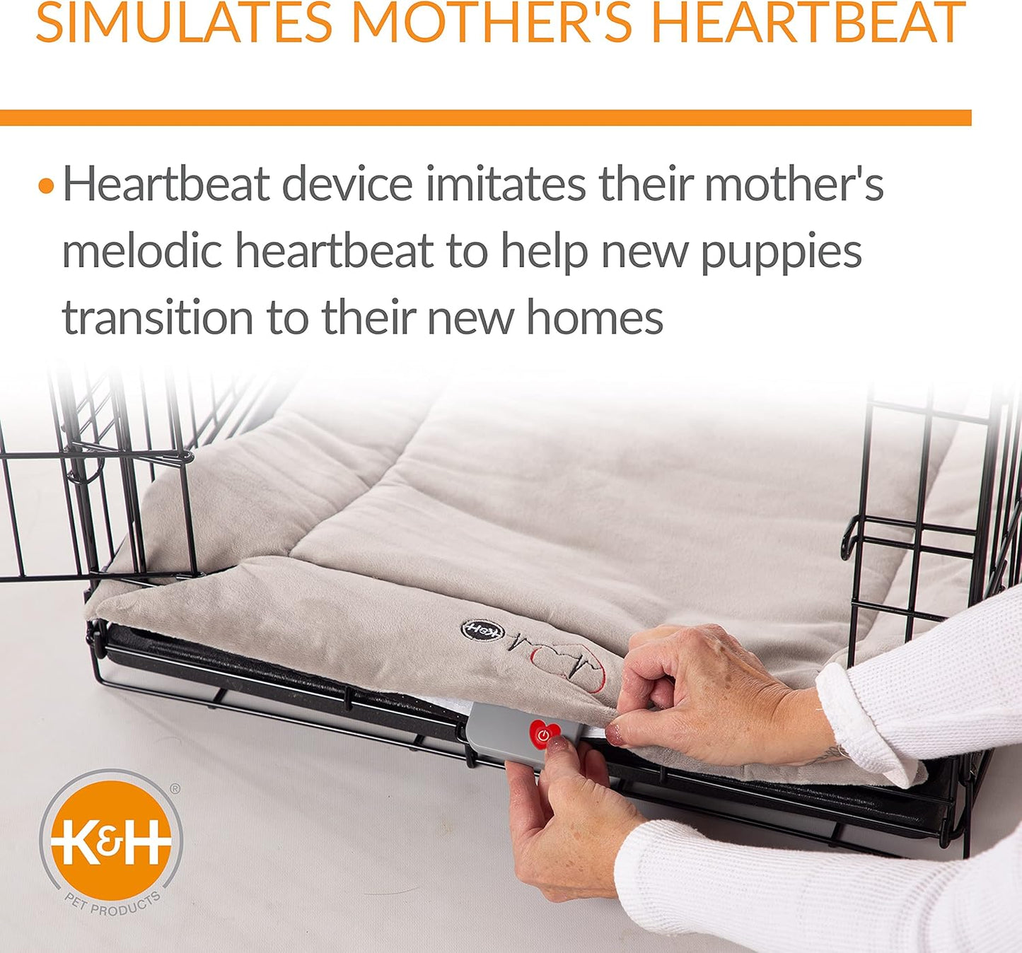 K&H Pet Products Mother’s Heartbeat Puppy Crate Pad Gray Fleece Small Breed beat 14 X 22 Inches