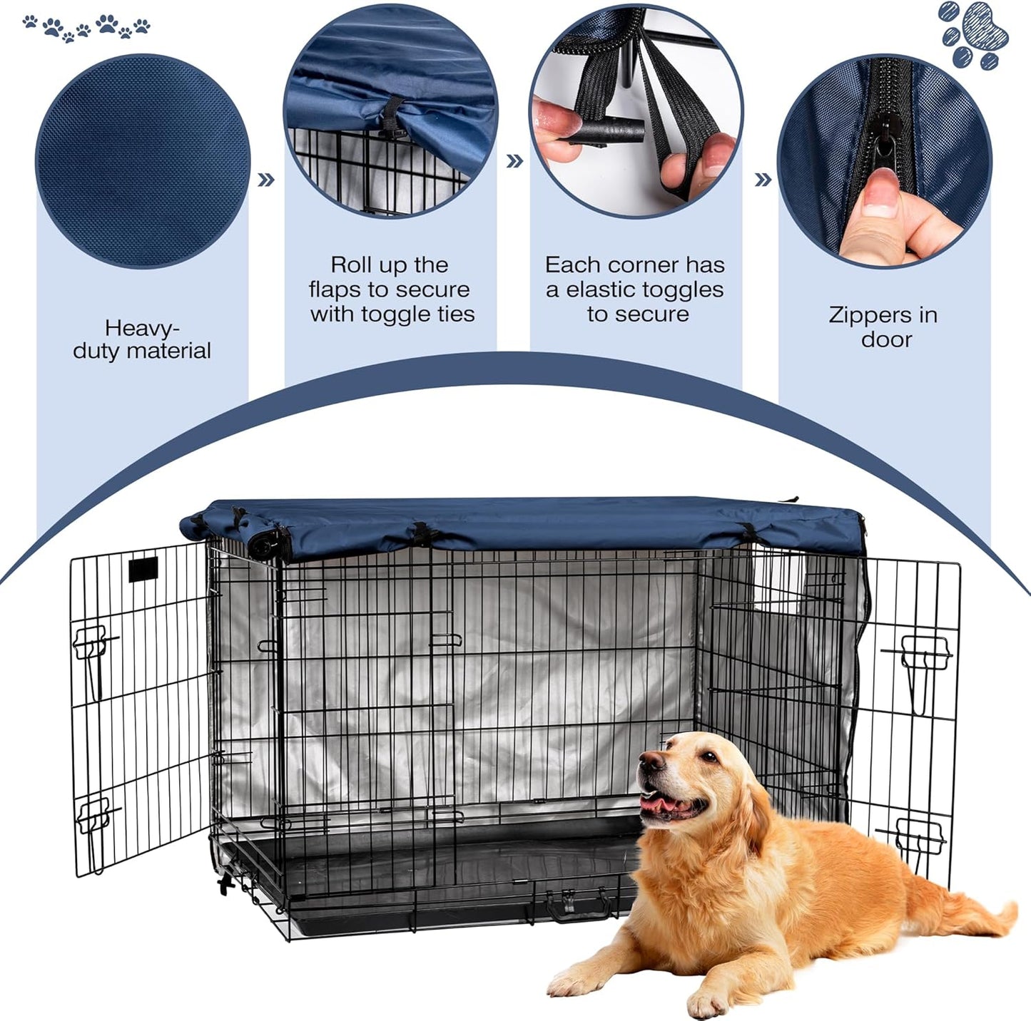 kefit Dog Crate Cover 48 inch, Kennel Cover for Dog Cage, Navy Blue