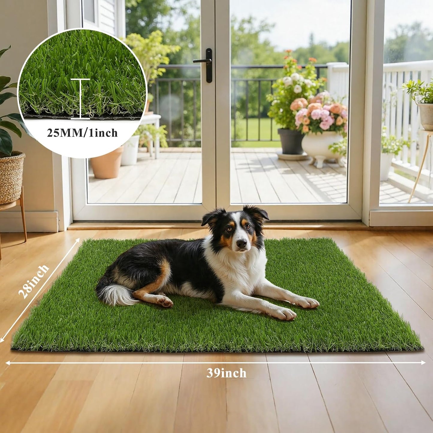 HEBE Fake Grass Pee Pad for Dogs 28"x39", Artificial Grass Turf for Indoor Outdoor Potty Training, Washable Dog Potty Grass Mat with Drainage Holes, Reusable Non-Slip Pet Potty Pad