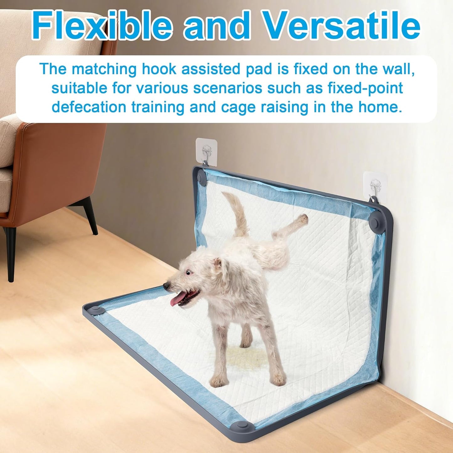 24 x 24In Dog Pee Pad Holder Training Pads Silicone, Catcan Non Slip Pad Holder for Dog Training with 40Pcs Disposable Urine Pads and 2 Hooks