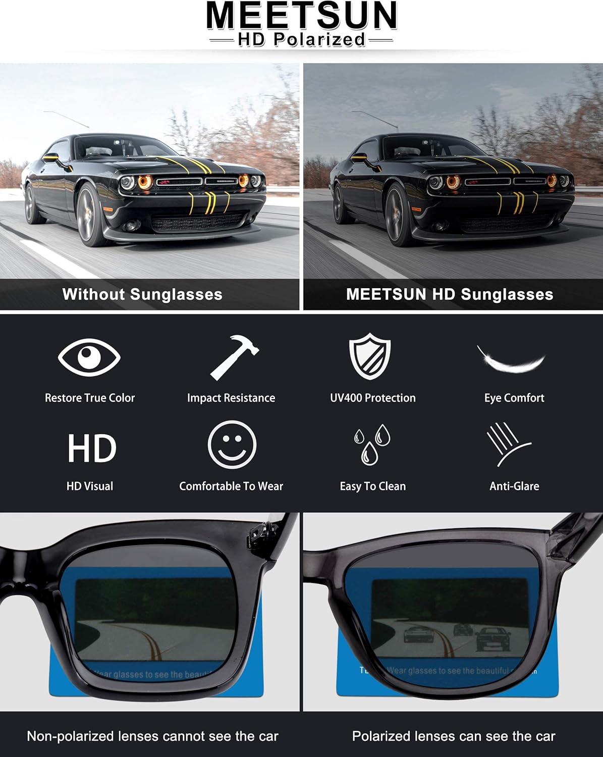 MEETSUN Polarized Sunglasses for Women Men Trendy Classic Retro Designer Style Fashion UV400 Protection 3 PACK