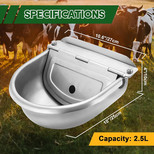 MAOPINER Automatic Water Dispenser, Automatic Waterer Bowl for Dogs, Farm Grade Stainless Stock Waterer Horse Cattle Goat Sheep Dog Water (with Drainage Hole)