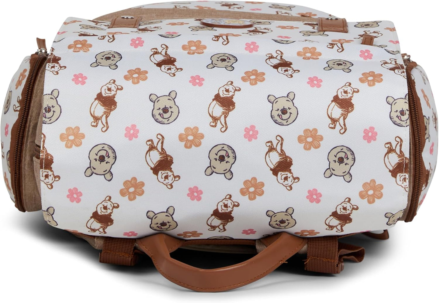 Disney Diaper Bag Backpack with Changing Pad Winnie the Pooh – 16” Nylon Baby Bag for Parents, Insulated Bottle Holders, Multiple Storage Pockets
