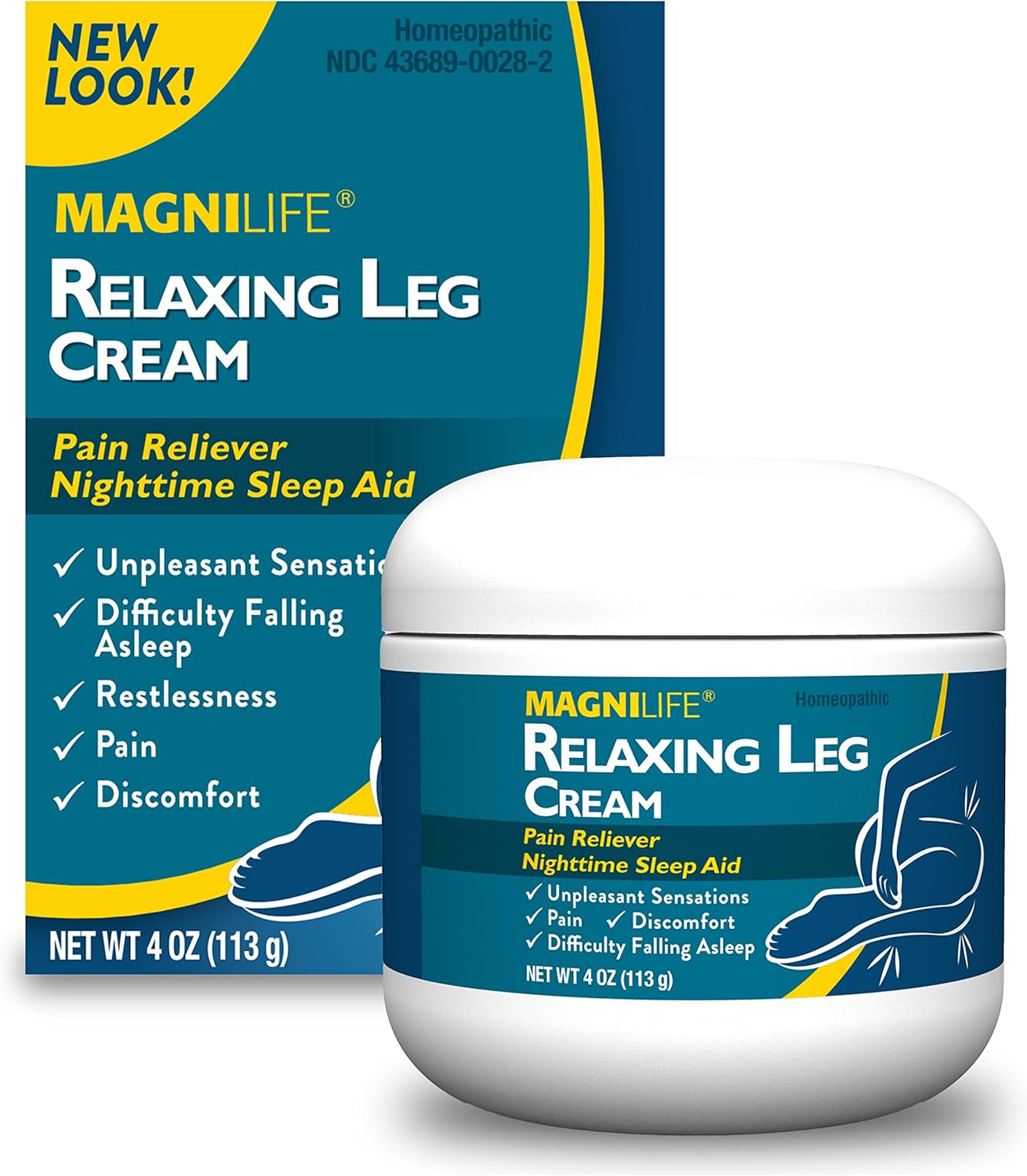 MagniLife Relaxing Leg Cream, Restless Legs, Deep Penetrating Topical for Pain, Naturally Soothe Cramping, Discomfort, and Tossing with Lavender and Magnesium - 4oz