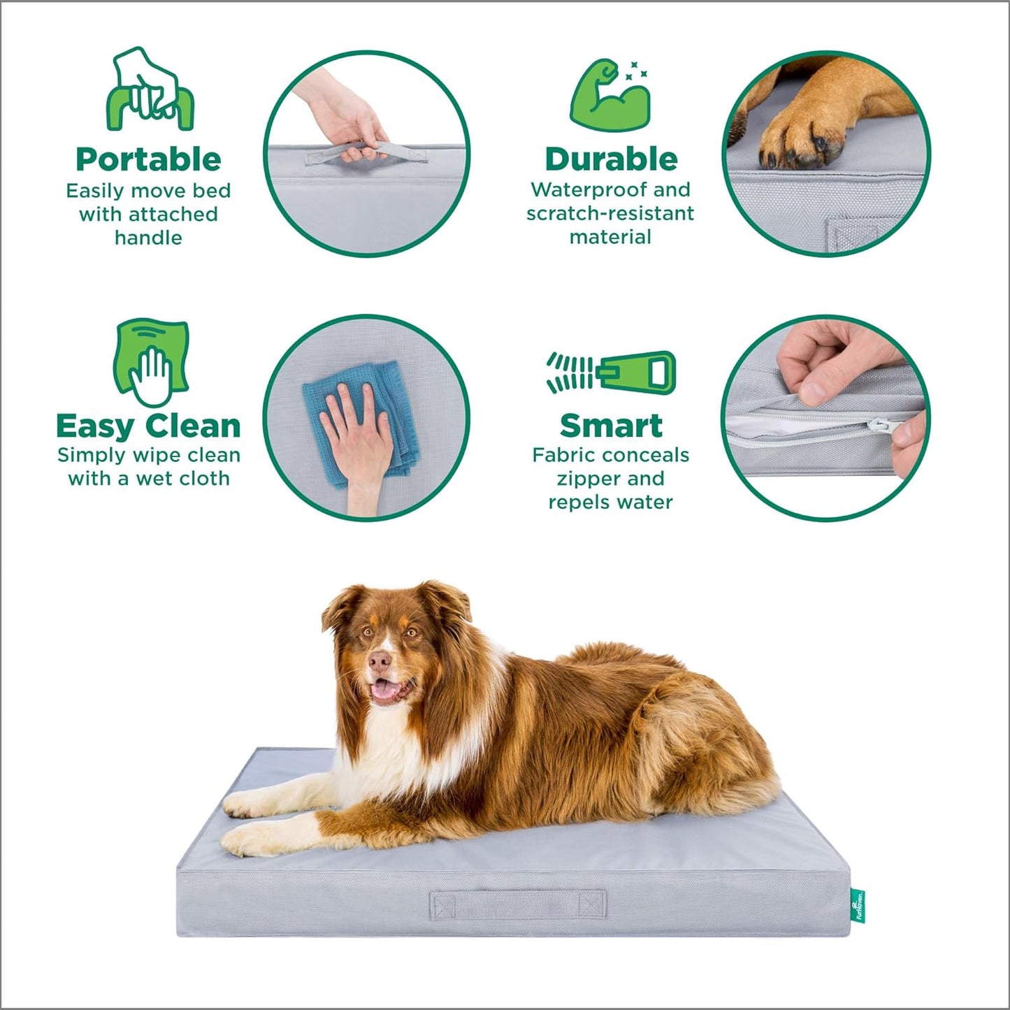 Premium Indoor-Outdoor Deluxe Mattress Pet Bed, Gray Mist, Jumbo