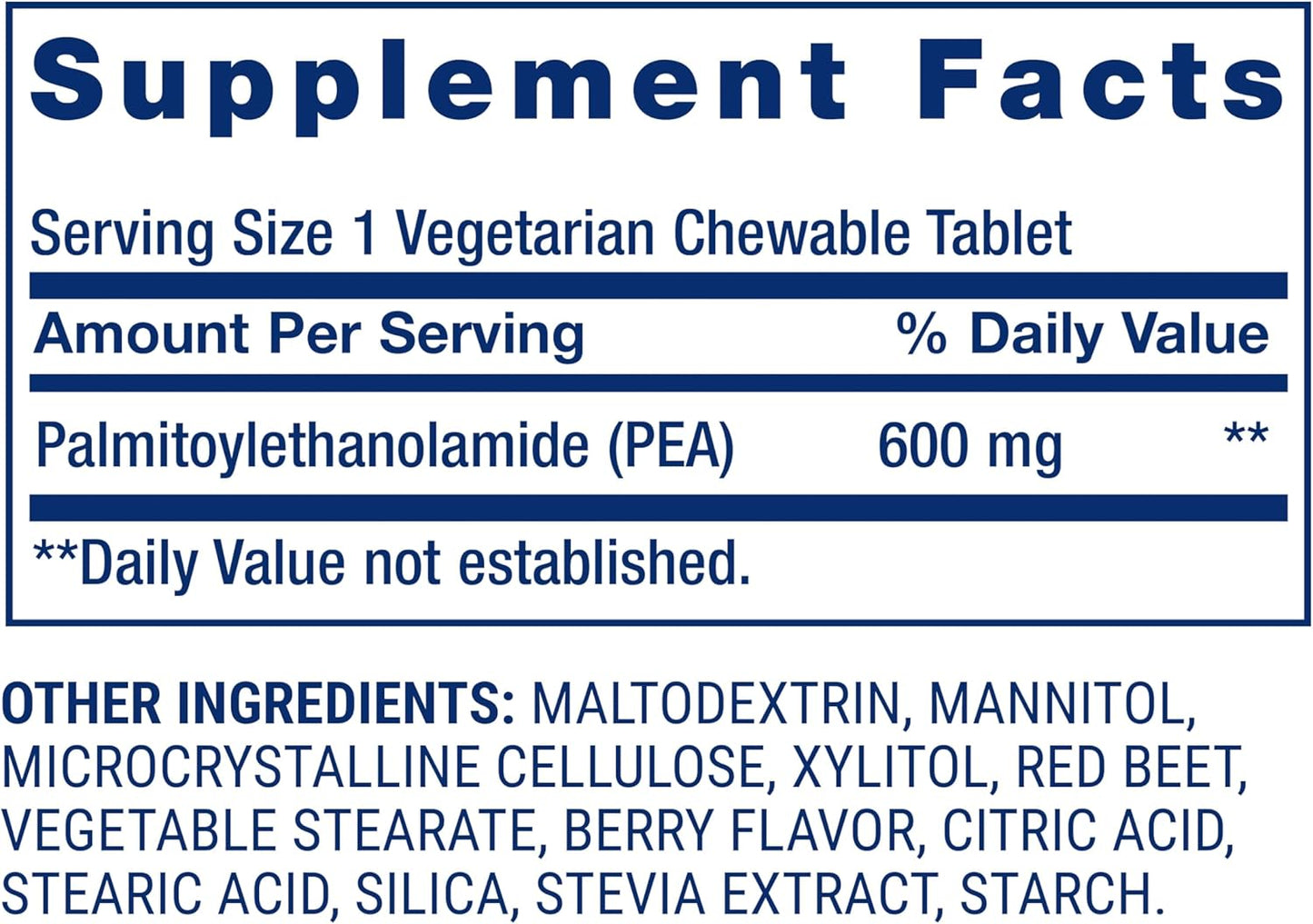 Life Extension Pea Discomfort Relief (Berry Flavor) for Occasional Minor Pain & Discomfort – Palmitoylethanolamide Supplement - Gluten-Free, Non-GMO, Vegetarian – 60 Chewable Tablets