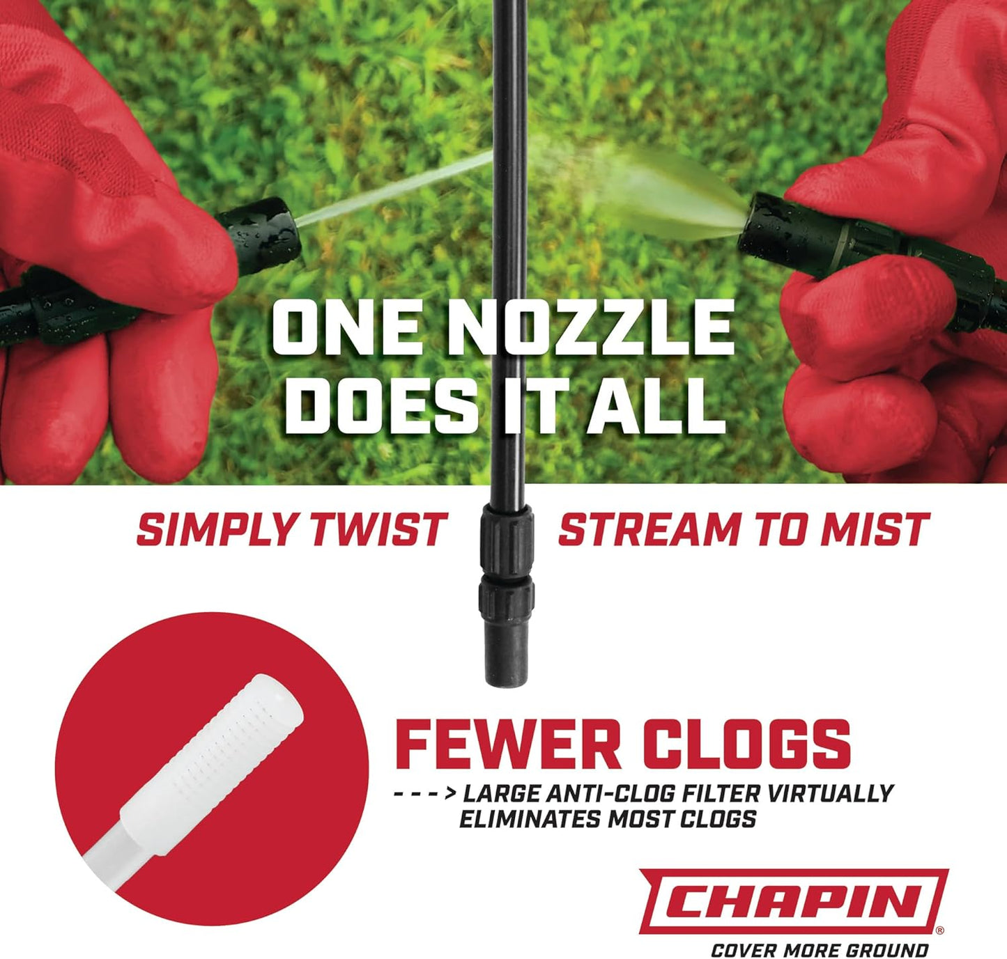 Chapin 20004 Pump Sprayer, 1-Gallon SureSpray Translucent Tank with an Easy Fill Funnel-Top Opening, Adjustable Cone Nozzle & 34" Long Reach Hose, Used for Fertilizer, Pesticides, Weeds & Pests