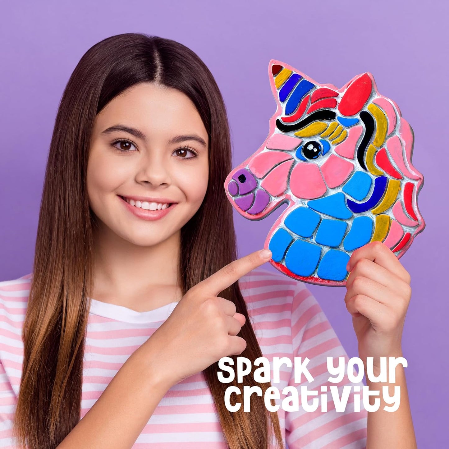 Dan&Darci Stepping Stones Painting Kit for Kids - Outdoor Crafts - Paint 5 Garden Stone - Unicorn Craft Kits for Boys, Girls Ages 6-12 - Easter Gifts for Boy, Girl Age 6, 7, 8, 9, 10 + Year Old