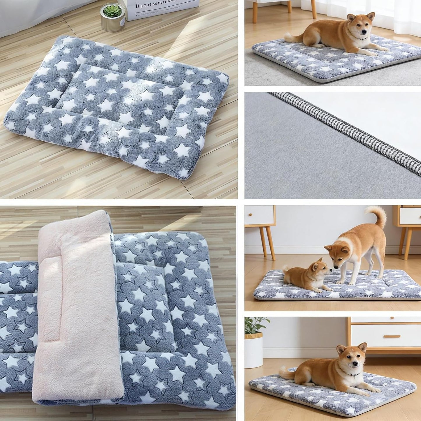 Self Warming Cat Bed Mat, 27.17” x 18.9” Gray Self Heating Pet Pad for Indoor & Outdoor Cats Dogs, No Electricity Thermal Warming Mat, for Crate Bed Furniture