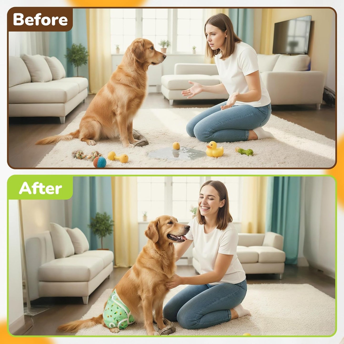 Pet Magasin® Super Absorbent Reusable Dog Diapers for Females (3-Pack) - Ideal Heat Solution, Washable Doggie Diapers for Female Dog - Perfect Doggie in Heat & Period (Trending, XS (10”-12” Waist))